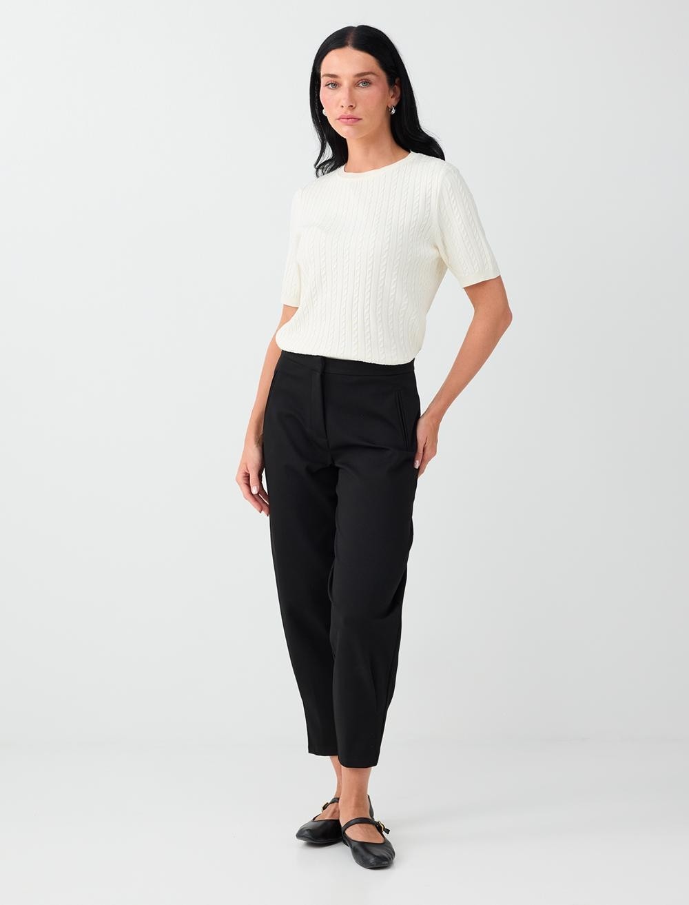 Jimmy Key Siyah Pens Detaylı Loose Fit Pantolon görsel 2