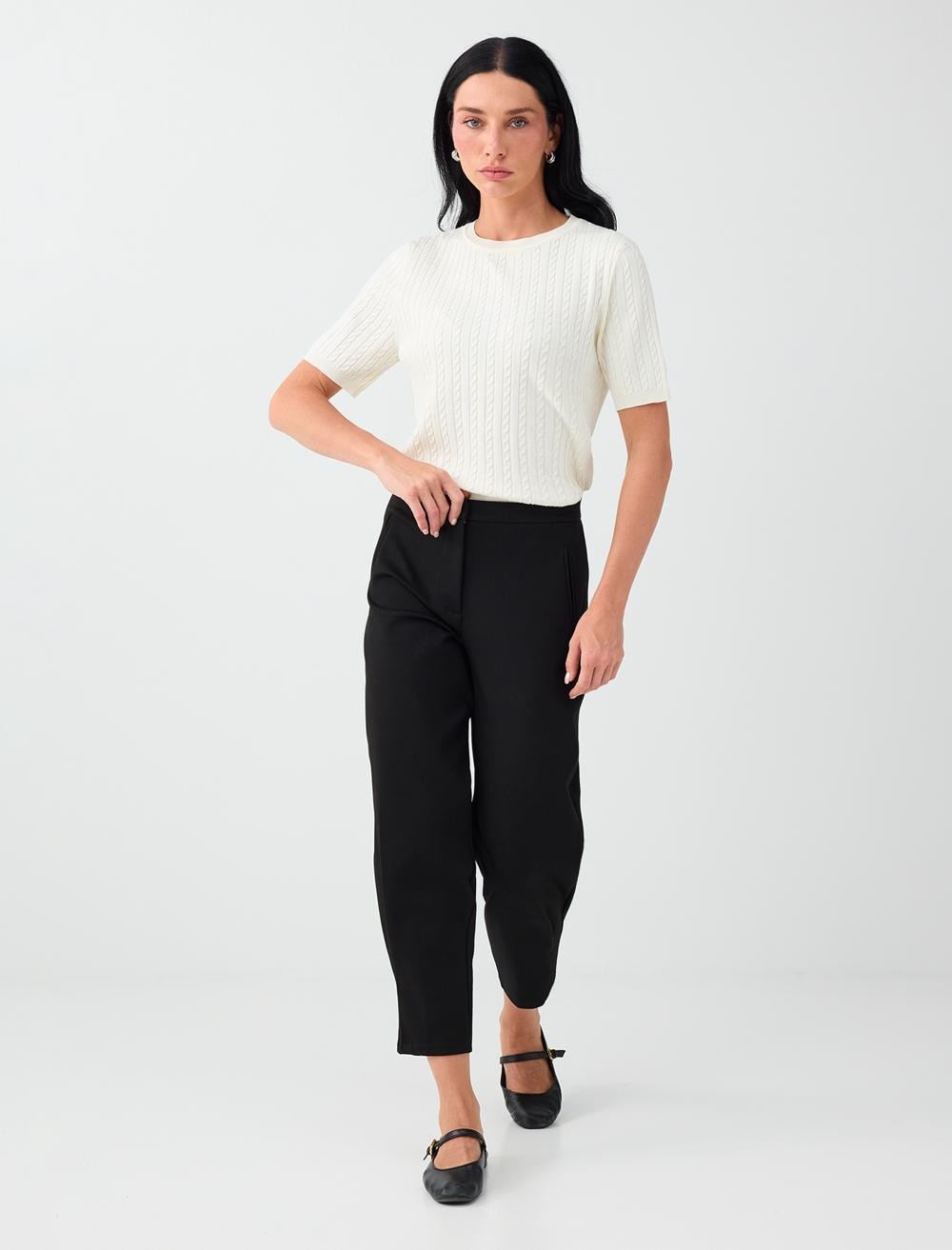 Jimmy Key Siyah Pens Detaylı Loose Fit Pantolon görsel 3
