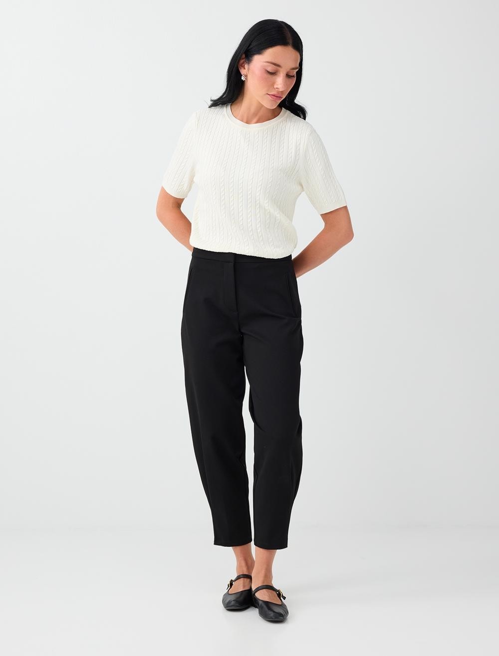 Jimmy Key Siyah Pens Detaylı Loose Fit Pantolon görsel 4
