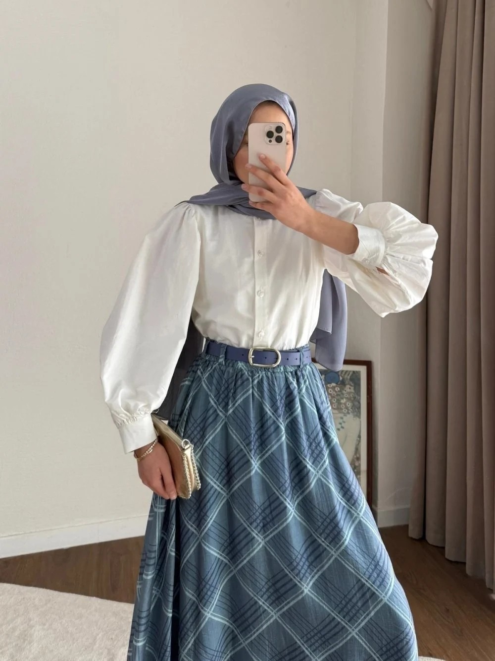 Miraydin Butik Desenli ve Kemerli Şifon Etek - Koyu Kahverengi görsel 8