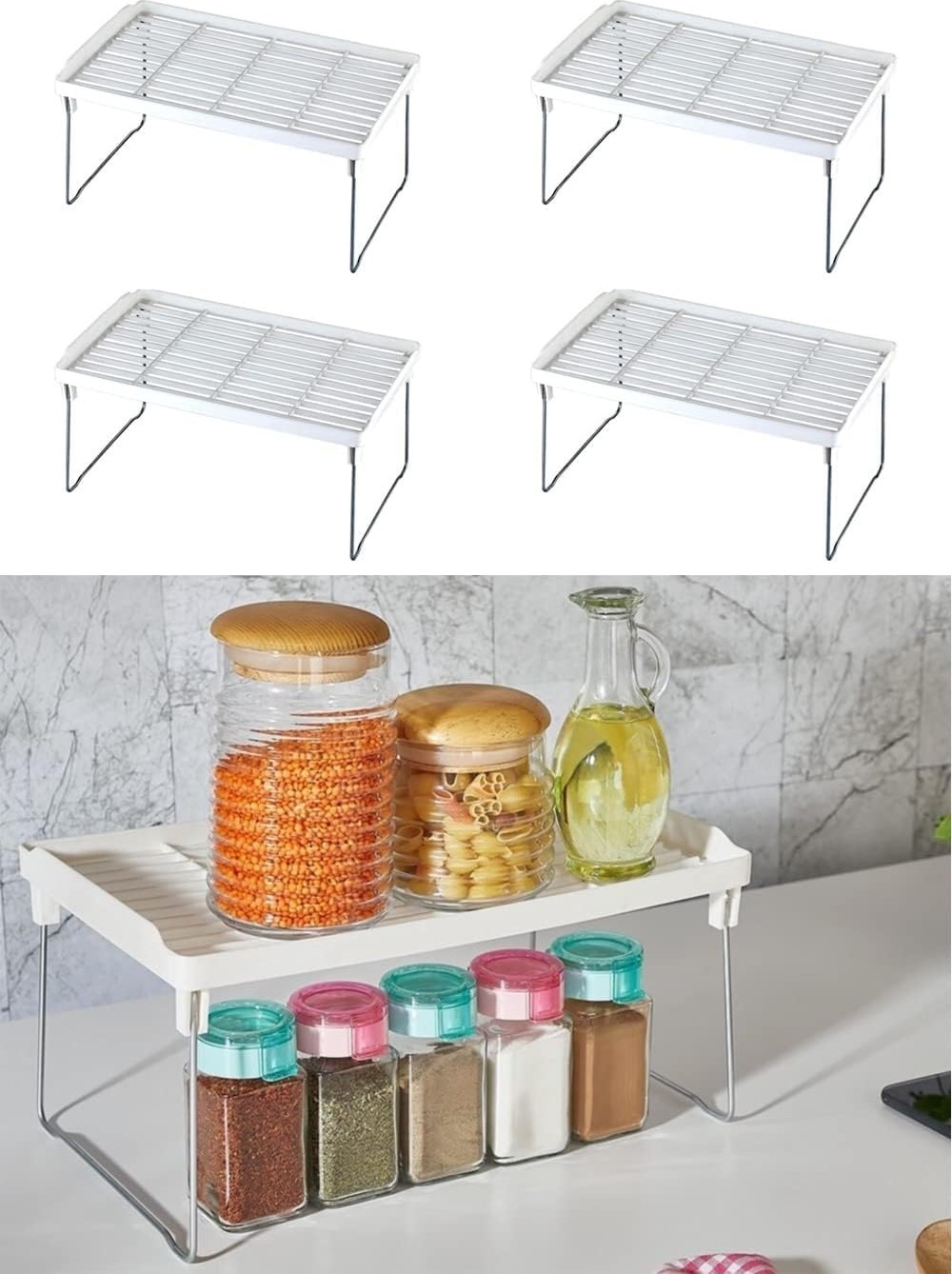 Die Grup Lirazon 4 Adet Raf Düzenleyici Dolap Içi Organizer Metal Ayaklı 14CM x 30CM