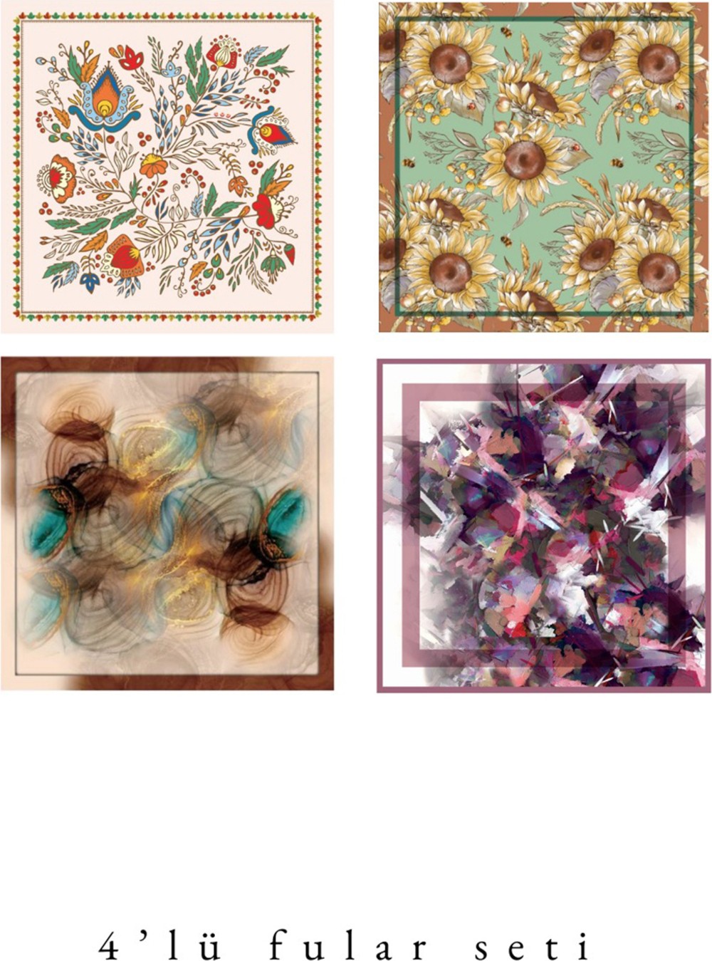 Tarzını Seç Şıklık Serisi 4’lü Fular Set Estascarf 48X48CM