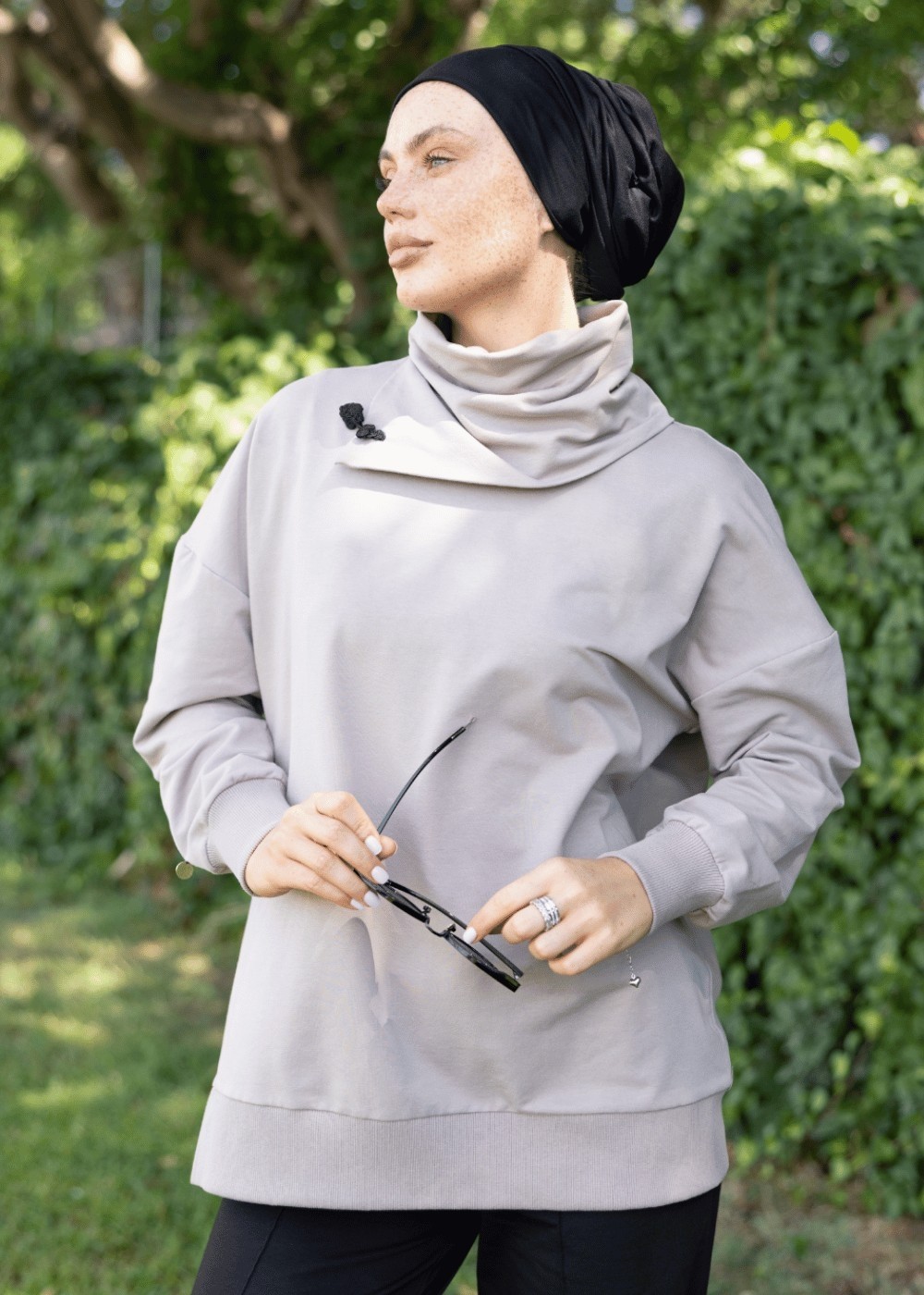 Mayovera Tesettür Uzun Tunik Salaş Boğazlı Günlük Model, Japon Stil