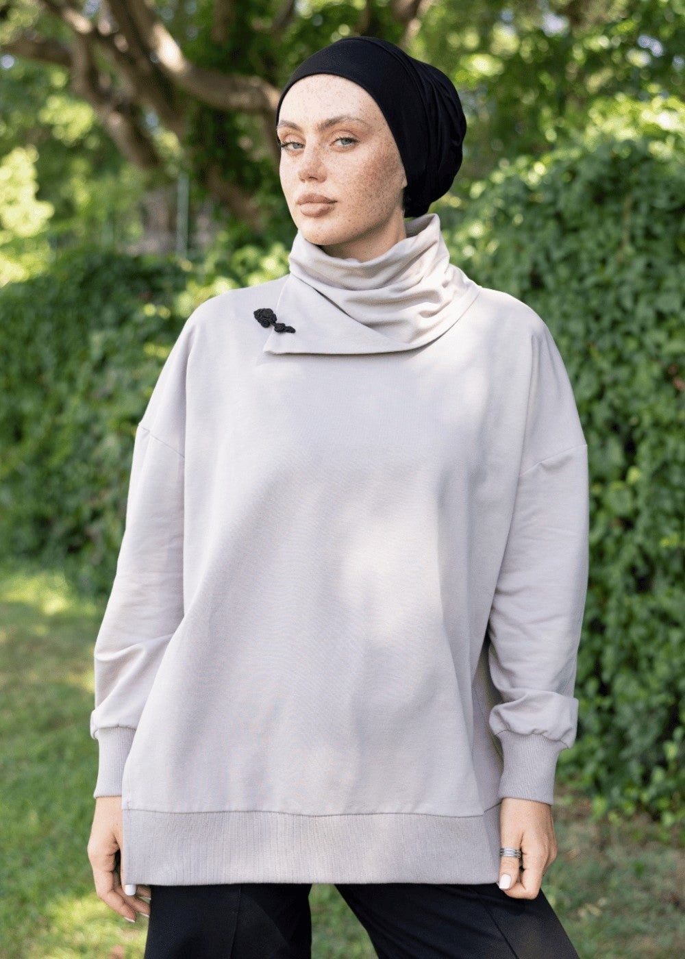 Mayovera Tesettür Uzun Tunik Salaş Boğazlı Günlük Model, Japon Stil görsel 6