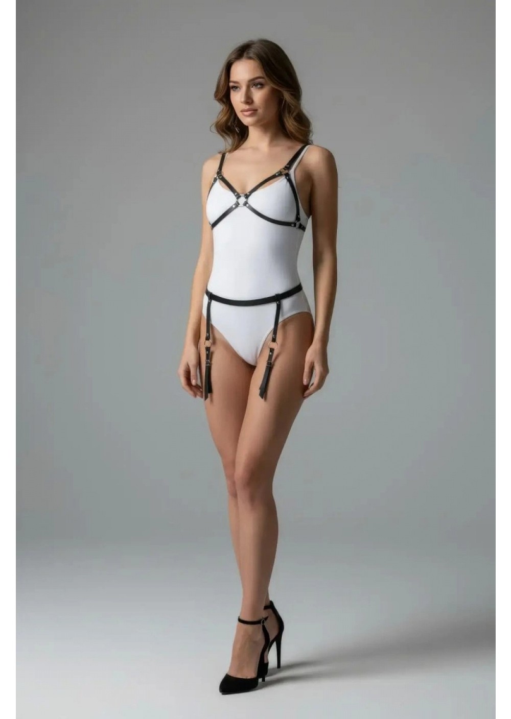 Pileli Store Siyah Harness Takım Metal Halkalı Bacak Bantlı - 228 görsel 3