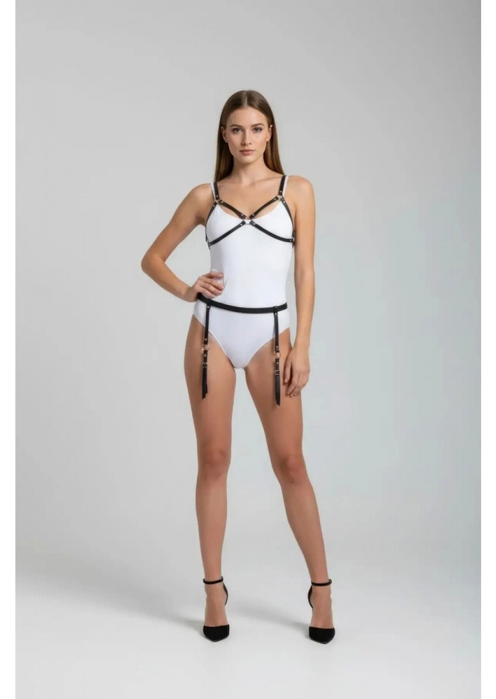 Pileli Store Siyah Harness Takım Metal Halkalı Bacak Bantlı - 228 görsel 6