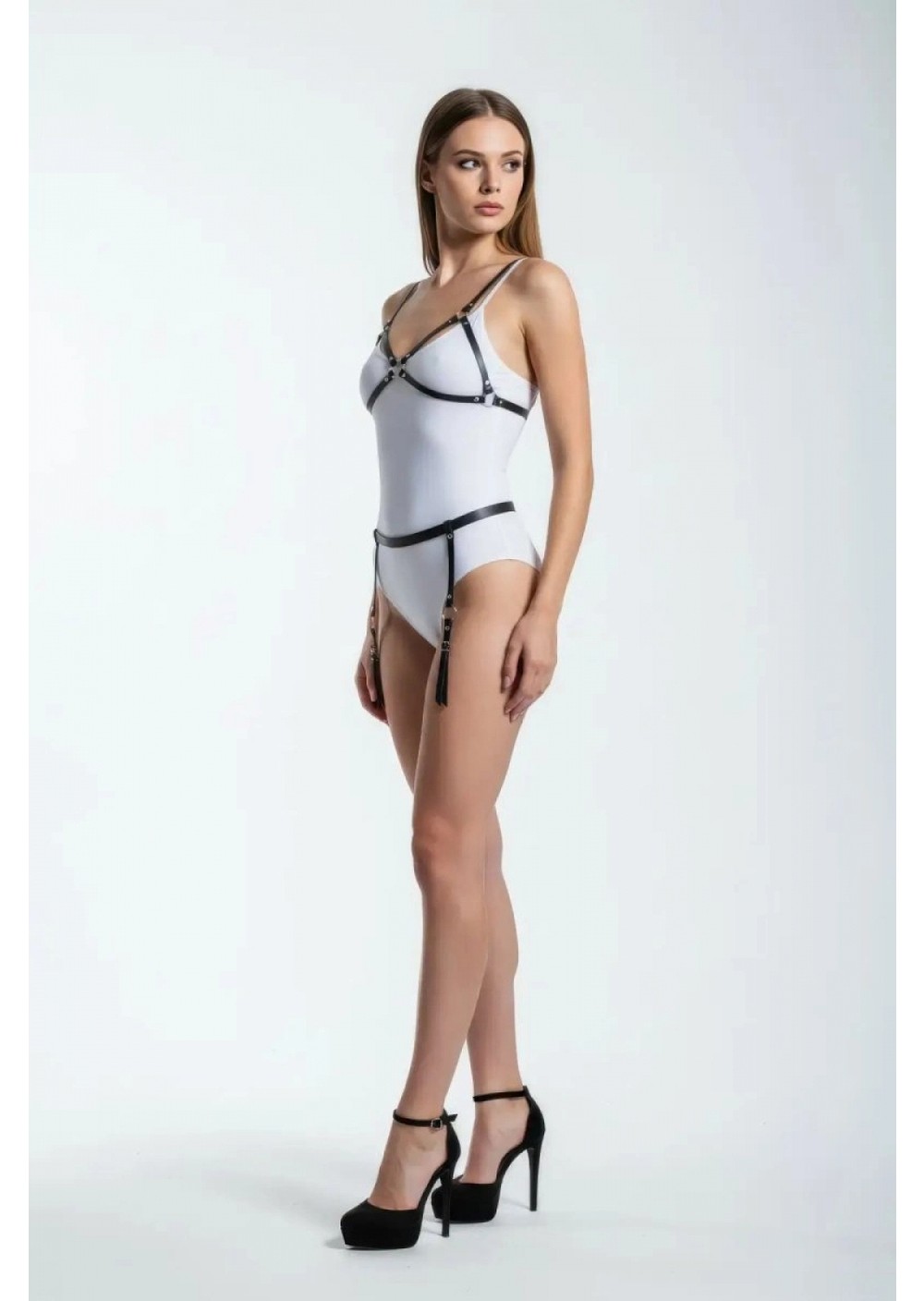 Pileli Store Siyah Harness Takım Metal Halkalı Bacak Bantlı - 228 görsel 8