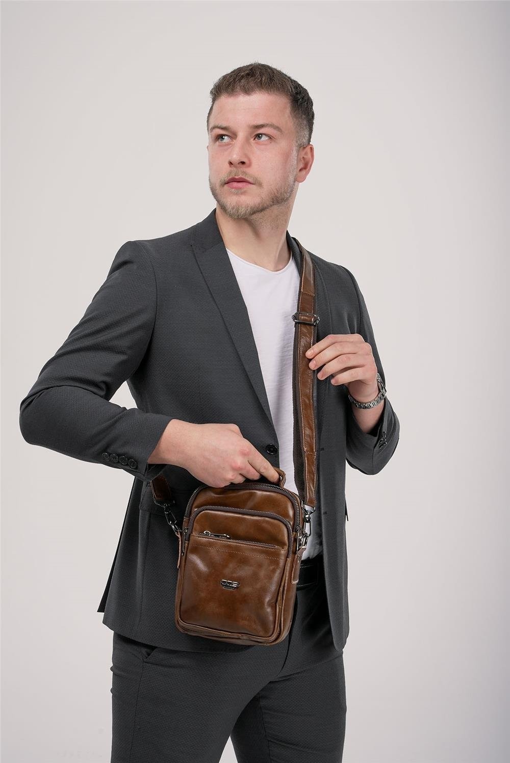 Ççs 31596 Hakiki Deri Askılı Çanta görsel 6