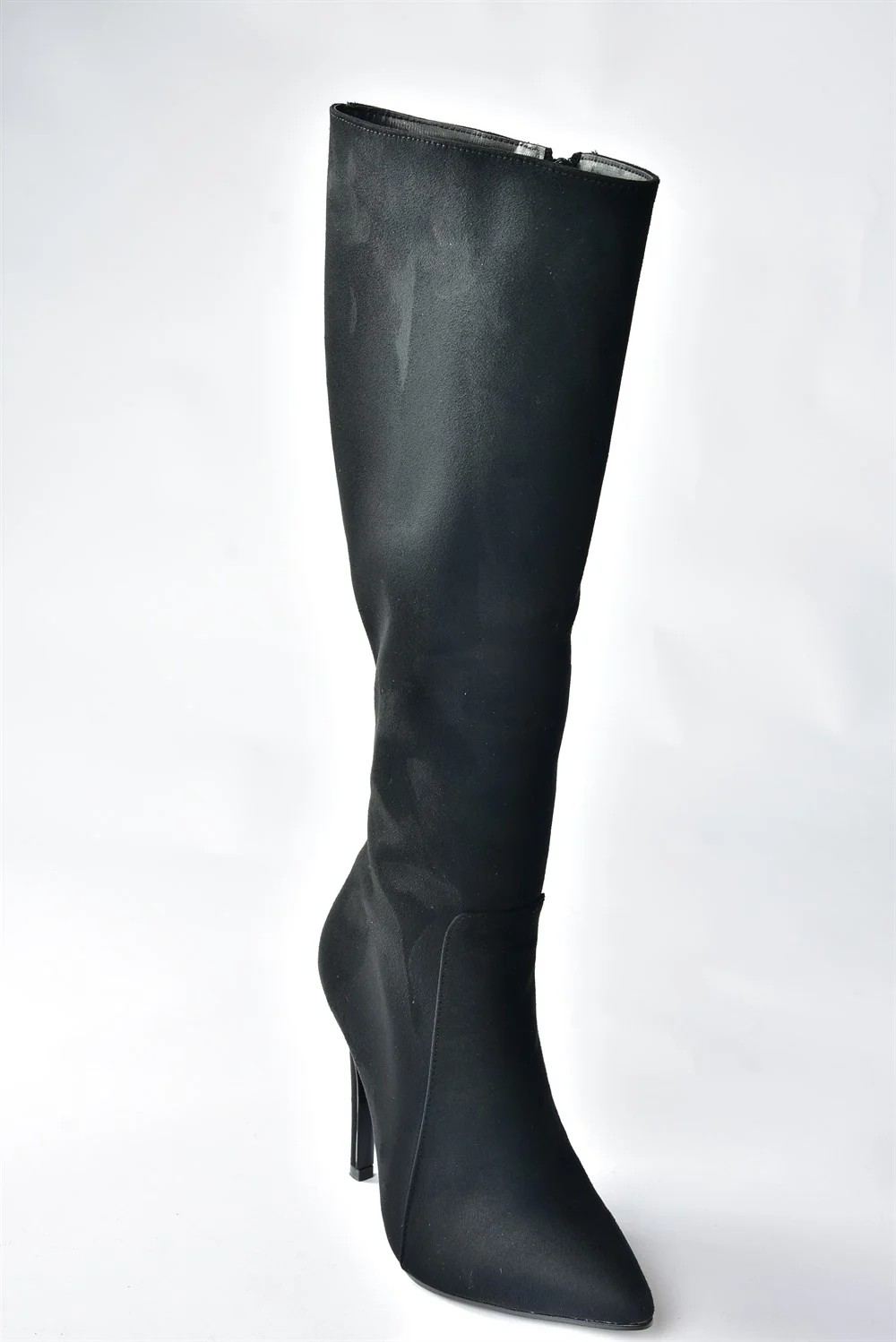 Fox Shoes Siyah Süet Ince Topuklu Sivri Burun Kadın Çizme N372530102 görsel 5