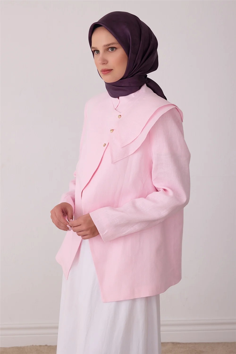 Belli Mor Soyut Desen %100 Twill Ipek Eşarp 4428-57
