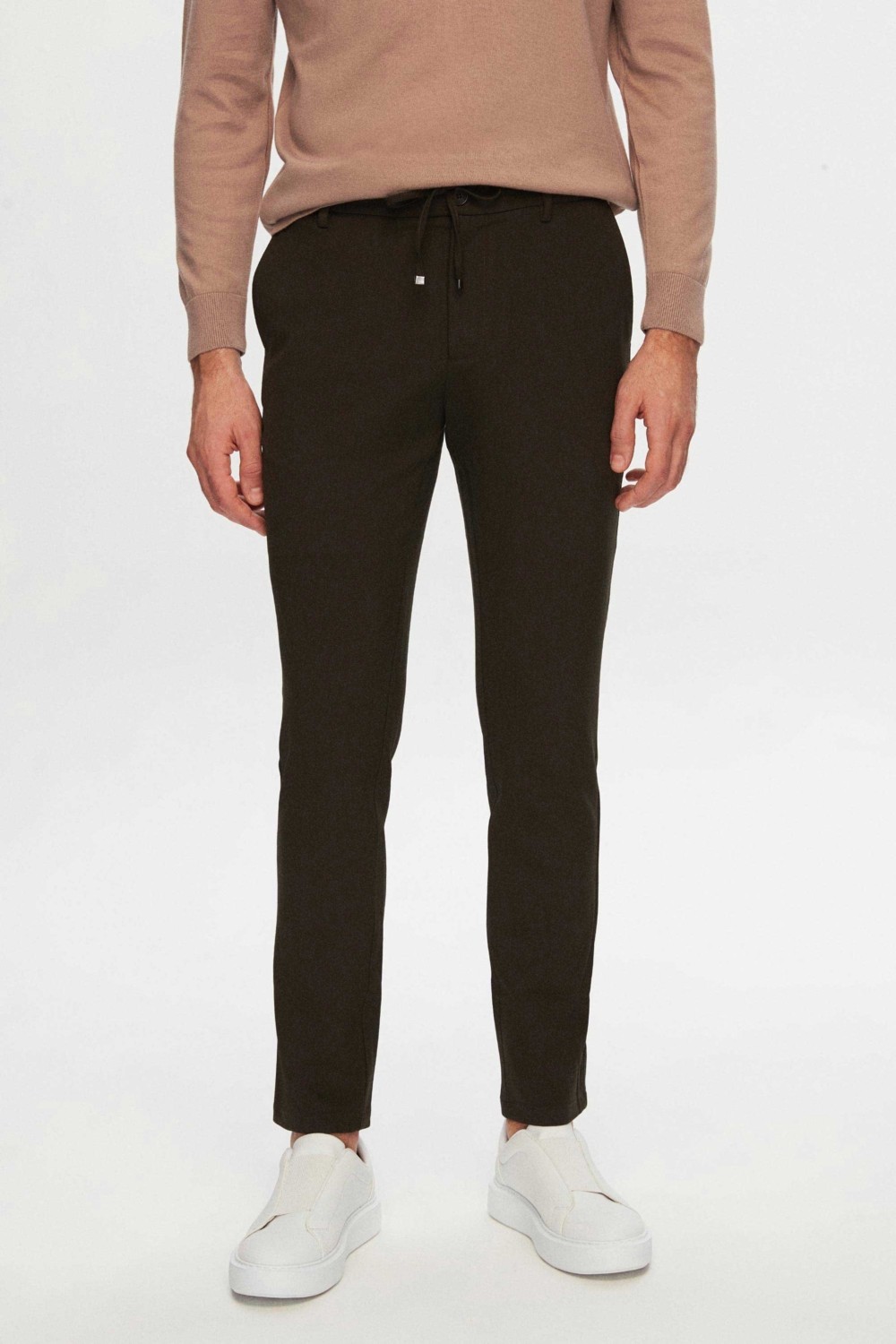 D'S Damat Slim Fit Antrasit Beli Lastikli Bağcıklı Fermuarlı Likralı Rahat Jogger Pantolon 2HC03ORTJGR01