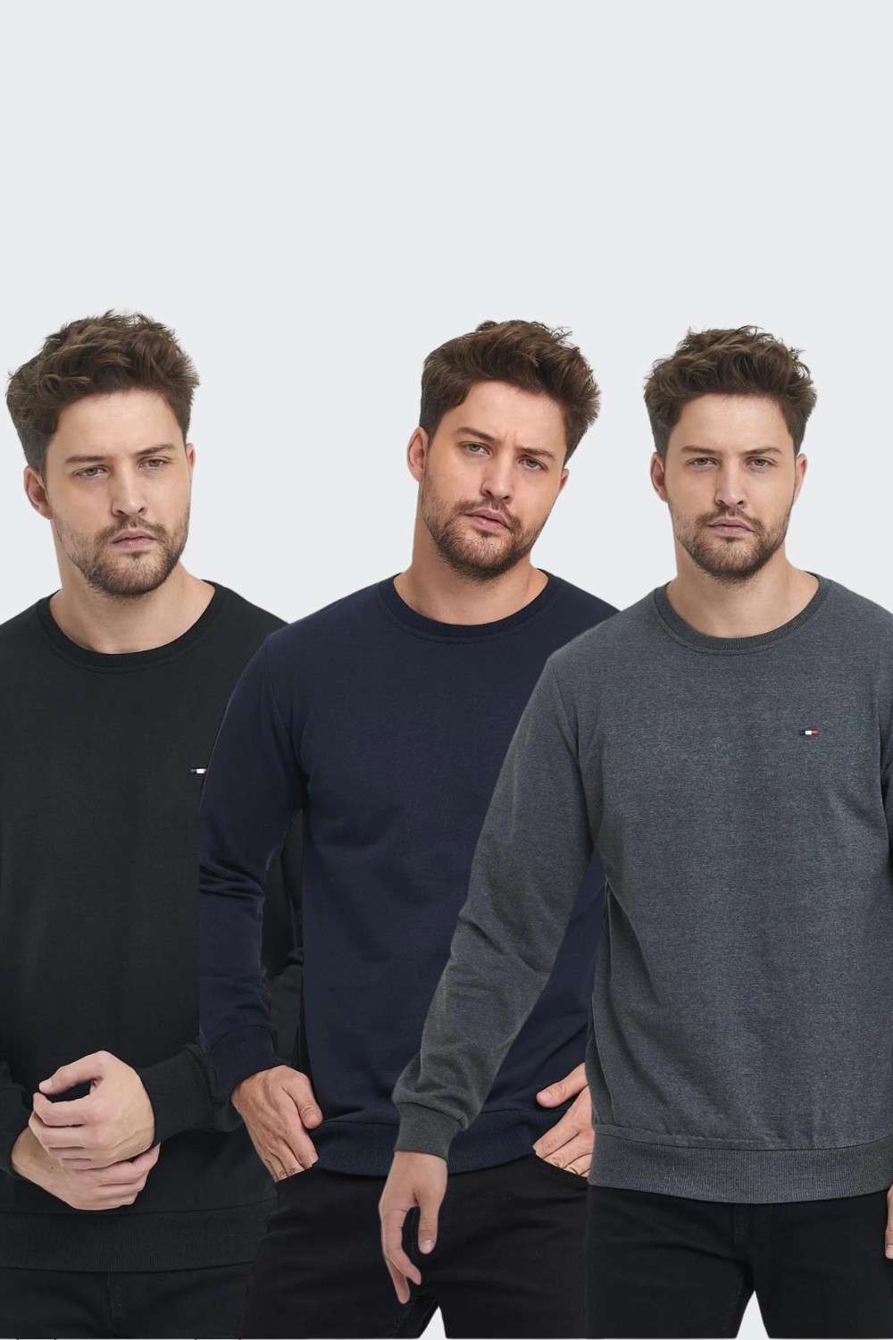 Mmetalic Erkek Çok Renkli Bisiklet Yaka Nakış Detaylı Regular Fit 4'lü Sweatshirt MMTLCE70-4
