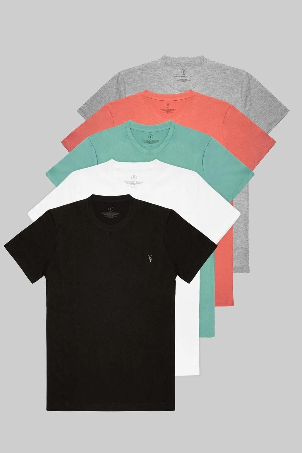 Four Man Bisiklet Yaka Standart Kalıp Basic Pamuklu Erkek T-Shirt 5li Paket