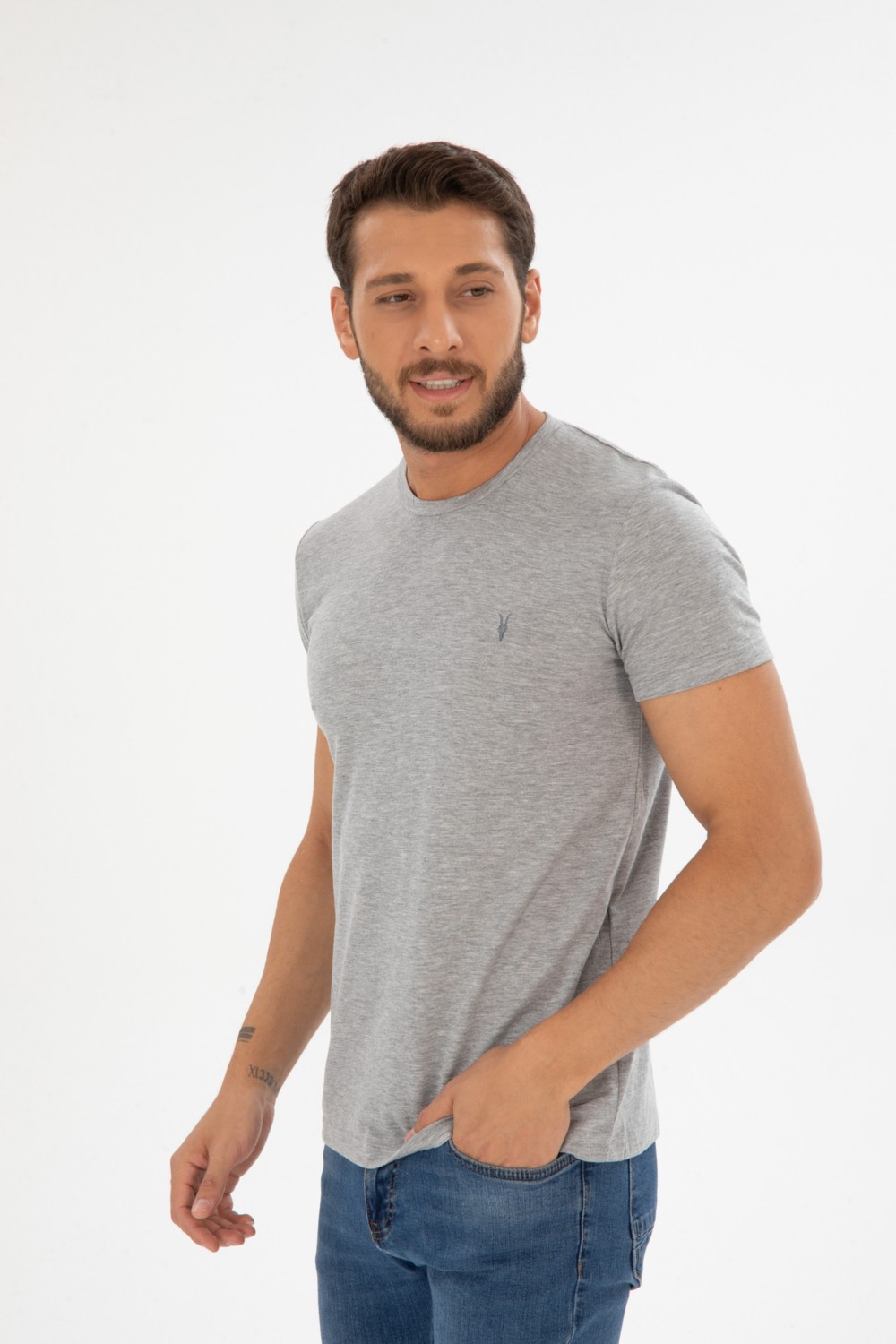 Four Man Bisiklet Yaka Standart Kalıp Basic Pamuklu Erkek T-Shirt 5li Paket görsel 3