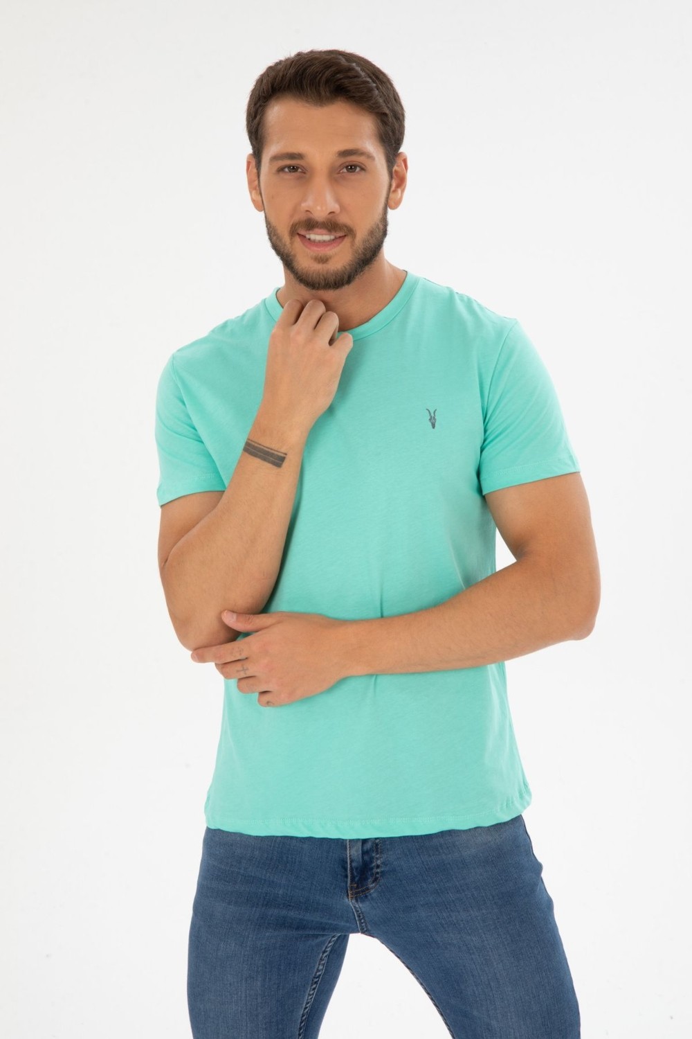 Four Man Bisiklet Yaka Standart Kalıp Basic Pamuklu Erkek T-Shirt 5li Paket görsel 5