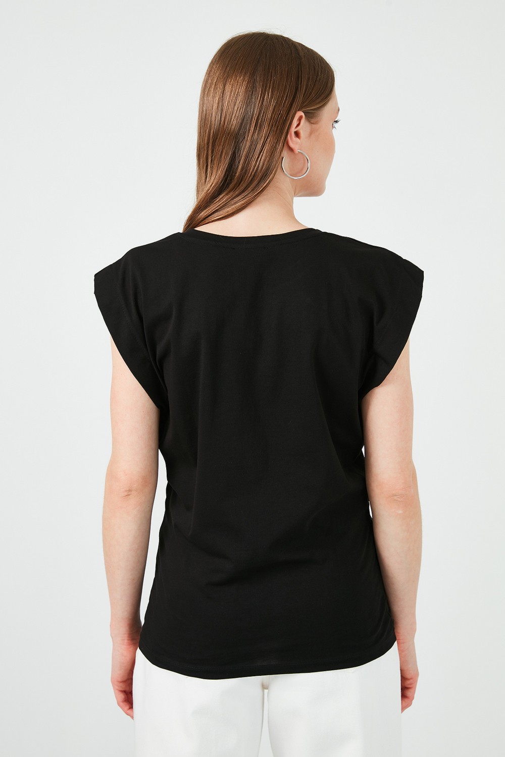 Lela % 100 Pamuklu Bisiklet Yaka Kolsuz T Shirt Bayan T Shirt 5864019 görsel 6