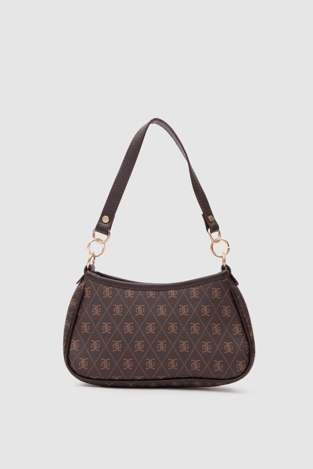 Shule Bags Farme Monogram Baget ve Çapraz Çanta Kahverengi görsel 5