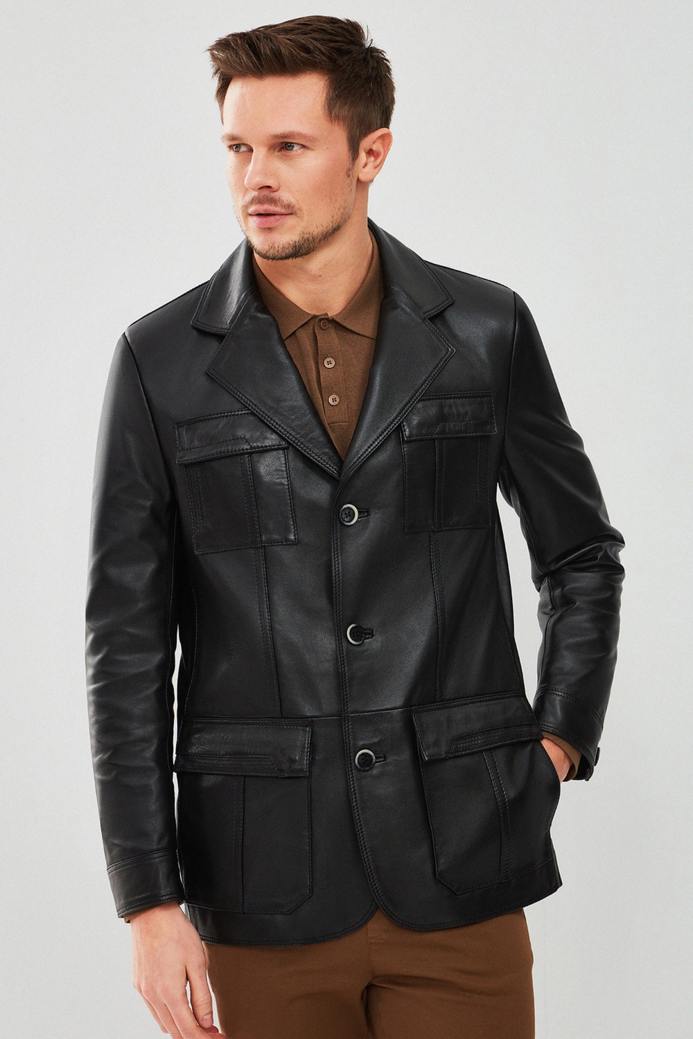 Derimod Kevin Erkek Siyah Blazer Deri Ceket 21WGD6405U4