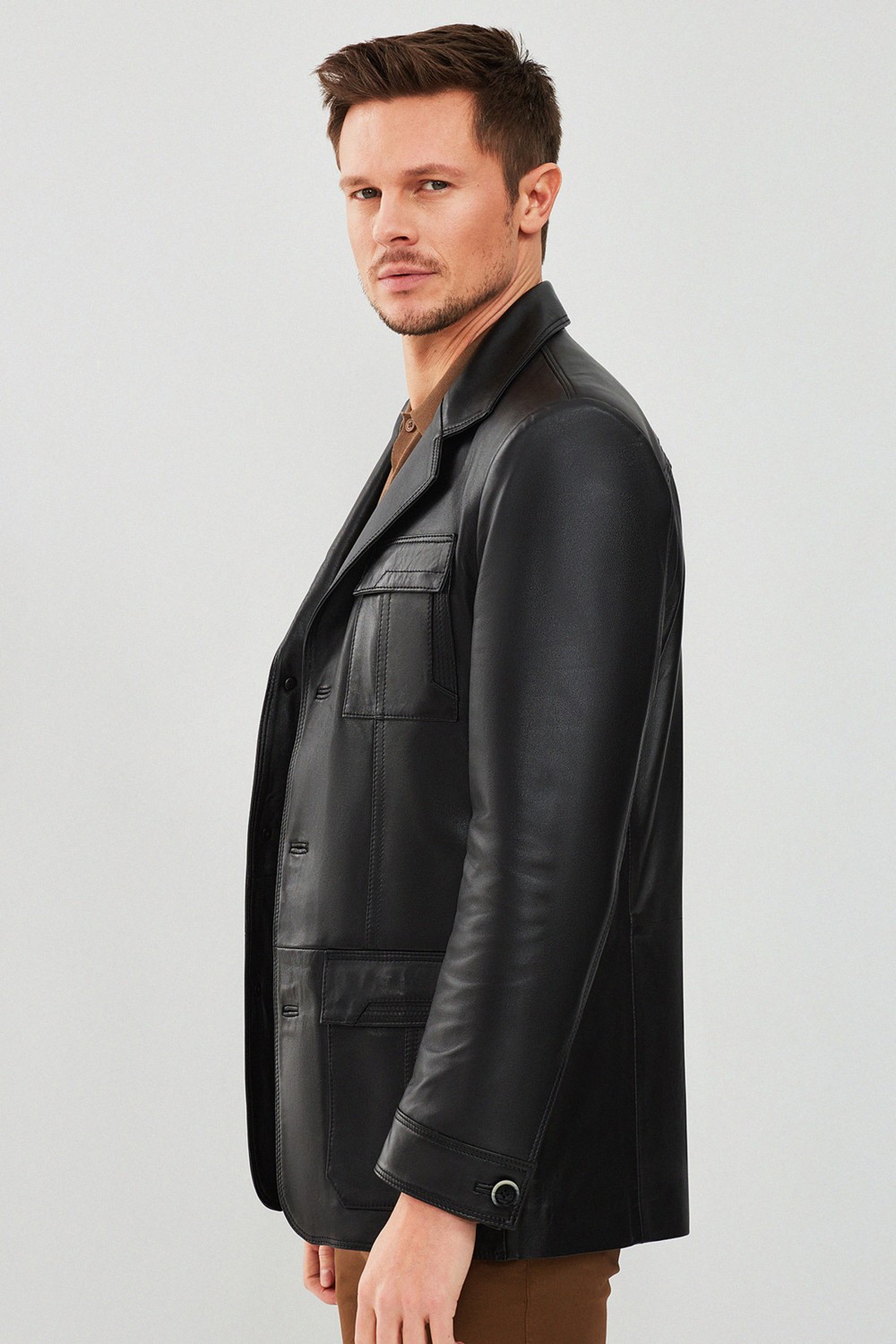 Derimod Kevin Erkek Siyah Blazer Deri Ceket 21WGD6405U4 görsel 2