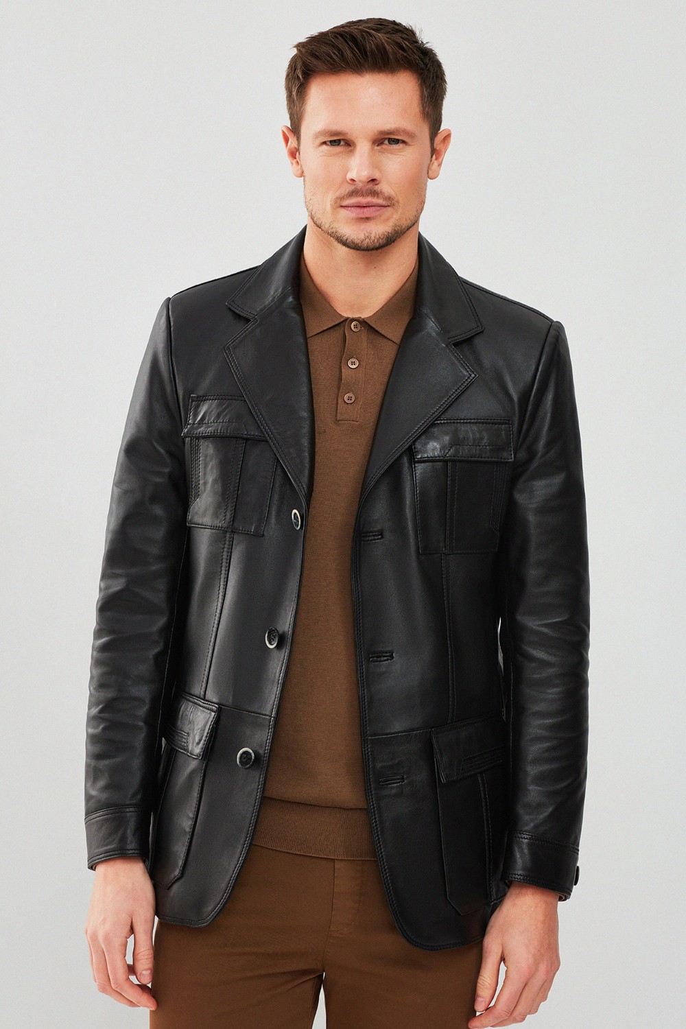 Derimod Kevin Erkek Siyah Blazer Deri Ceket 21WGD6405U4 görsel 3