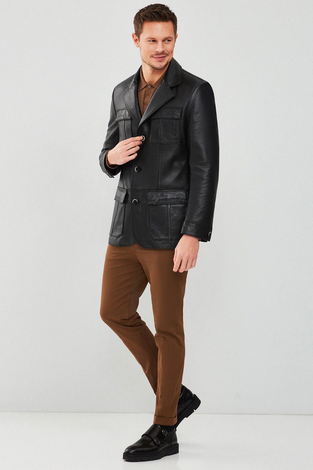 Derimod Kevin Erkek Siyah Blazer Deri Ceket 21WGD6405U4 görsel 5