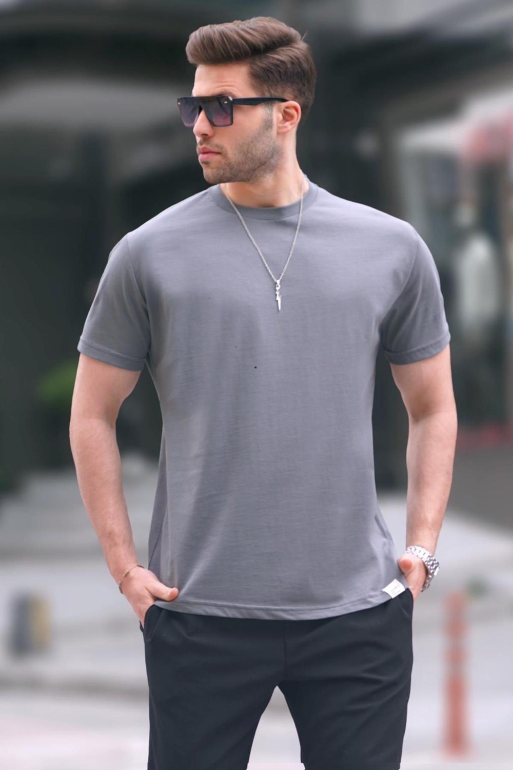 Madmext Siyah Regular Fit Basic Erkek Tişört 6131