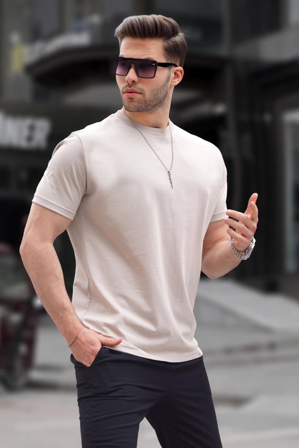 Madmext Siyah Regular Fit Basic Erkek Tişört 6131