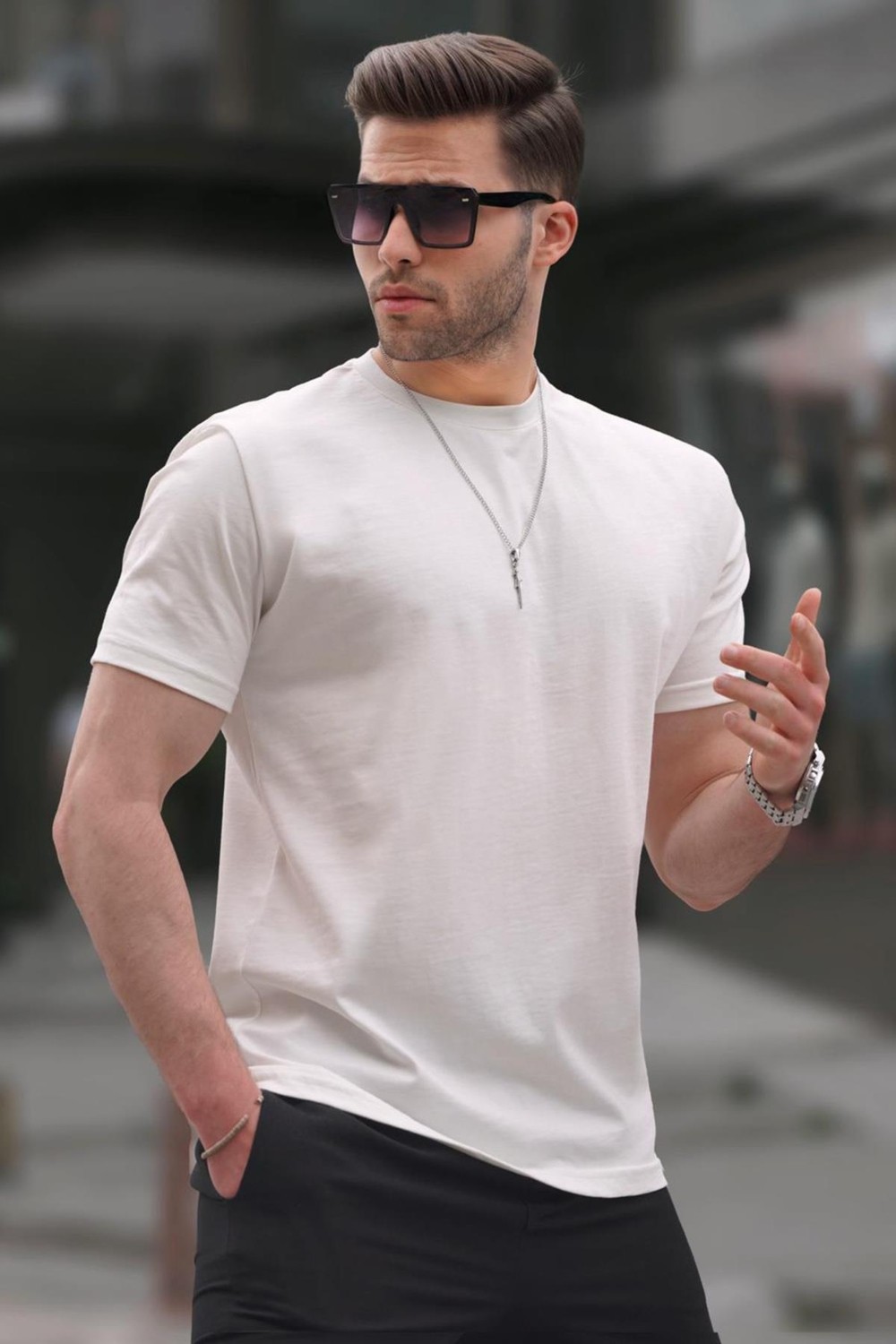 Madmext Siyah Regular Fit Basic Erkek Tişört 6131