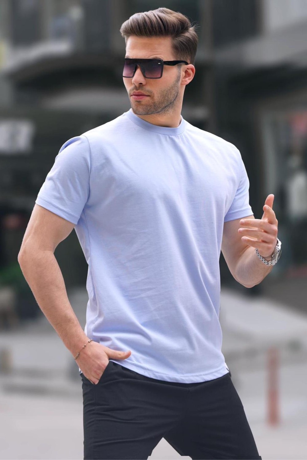 Madmext Siyah Regular Fit Basic Erkek Tişört 6131