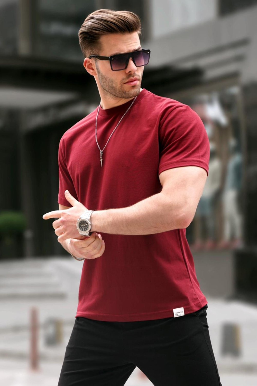 Madmext Siyah Regular Fit Basic Erkek Tişört 6131