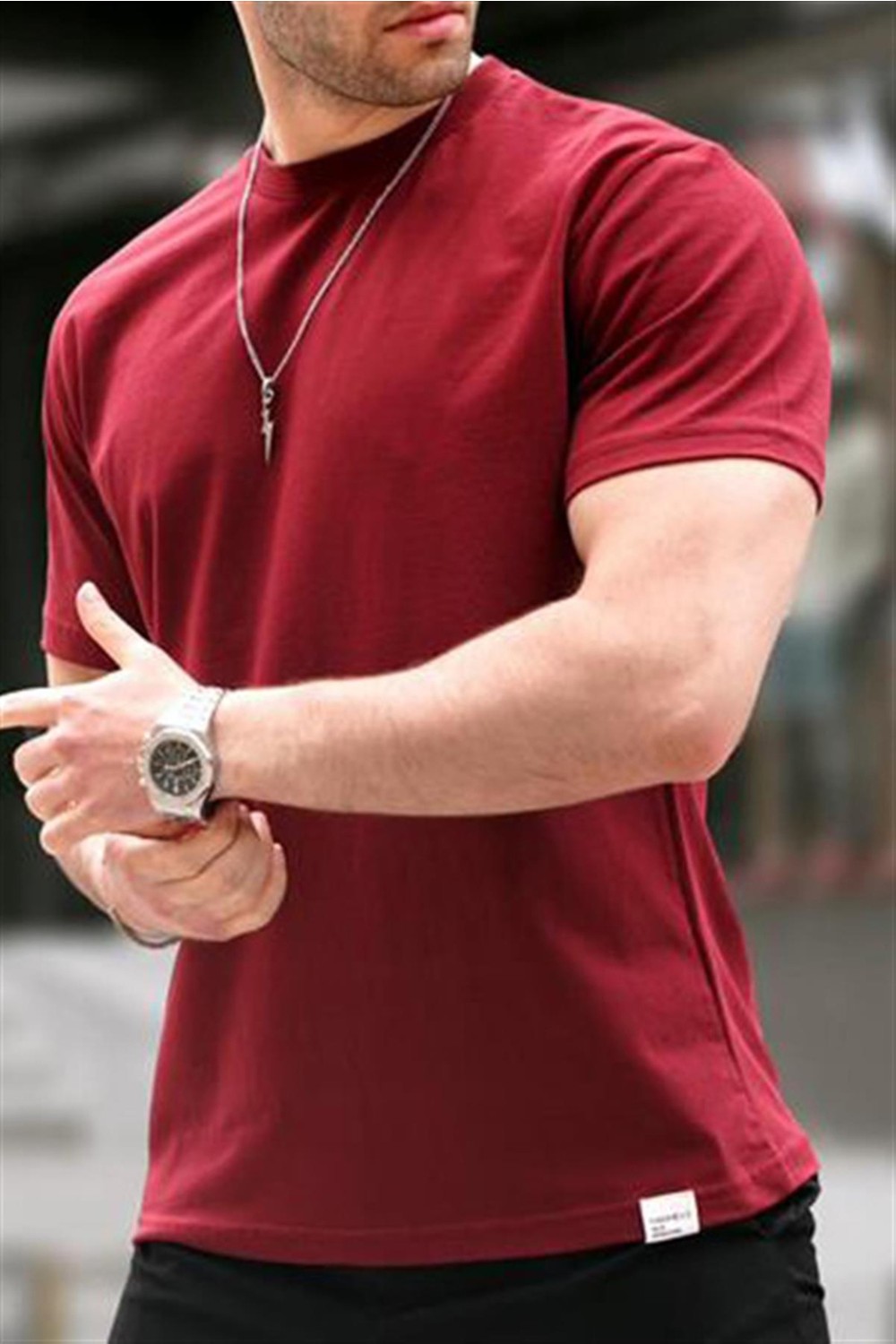 Madmext Siyah Regular Fit Basic Erkek Tişört 6131 görsel 3