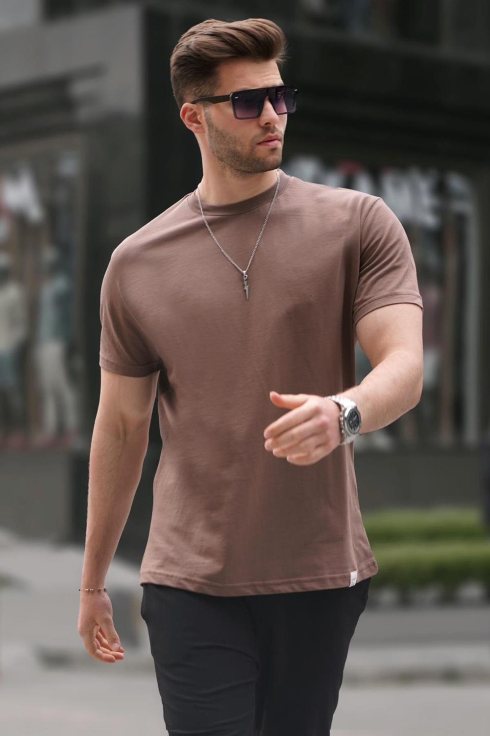 Madmext Siyah Regular Fit Basic Erkek Tişört 6131 görsel 6