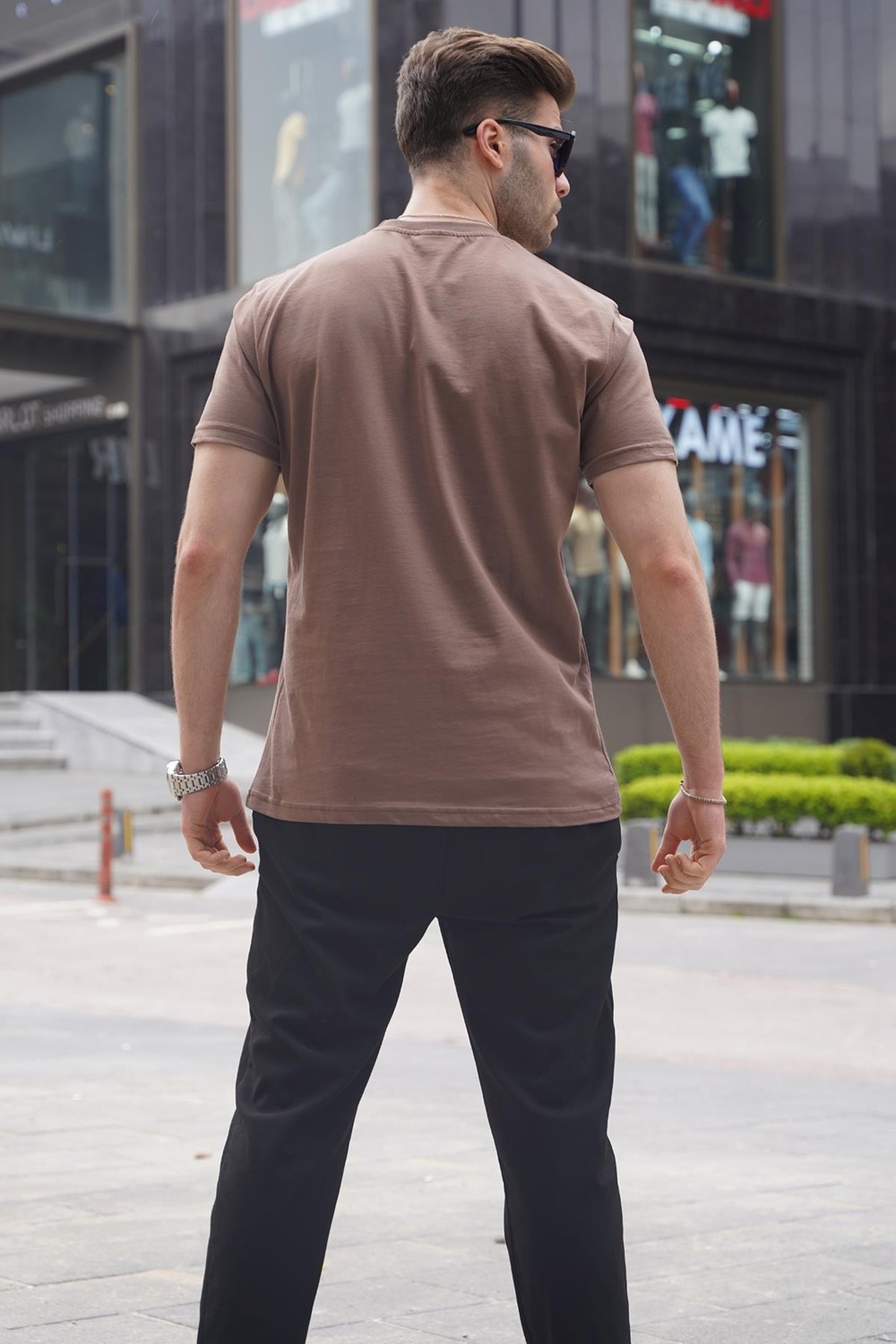 Madmext Siyah Regular Fit Basic Erkek Tişört 6131 görsel 7