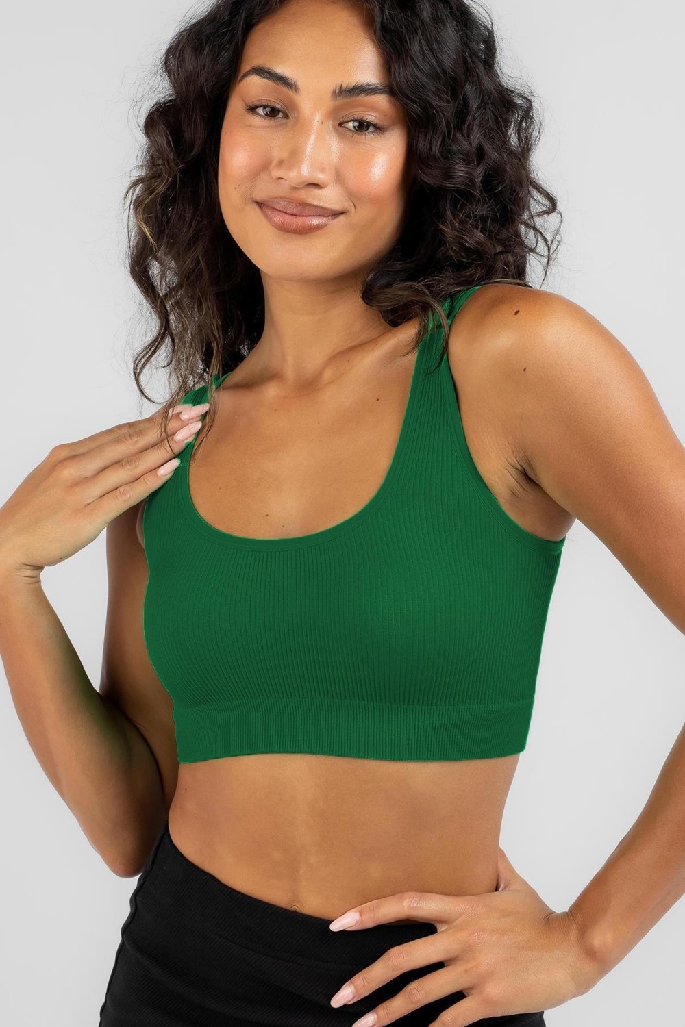 Madmext Yeşil Askılı Basic Crop Top Bluz MG1757 görsel 4