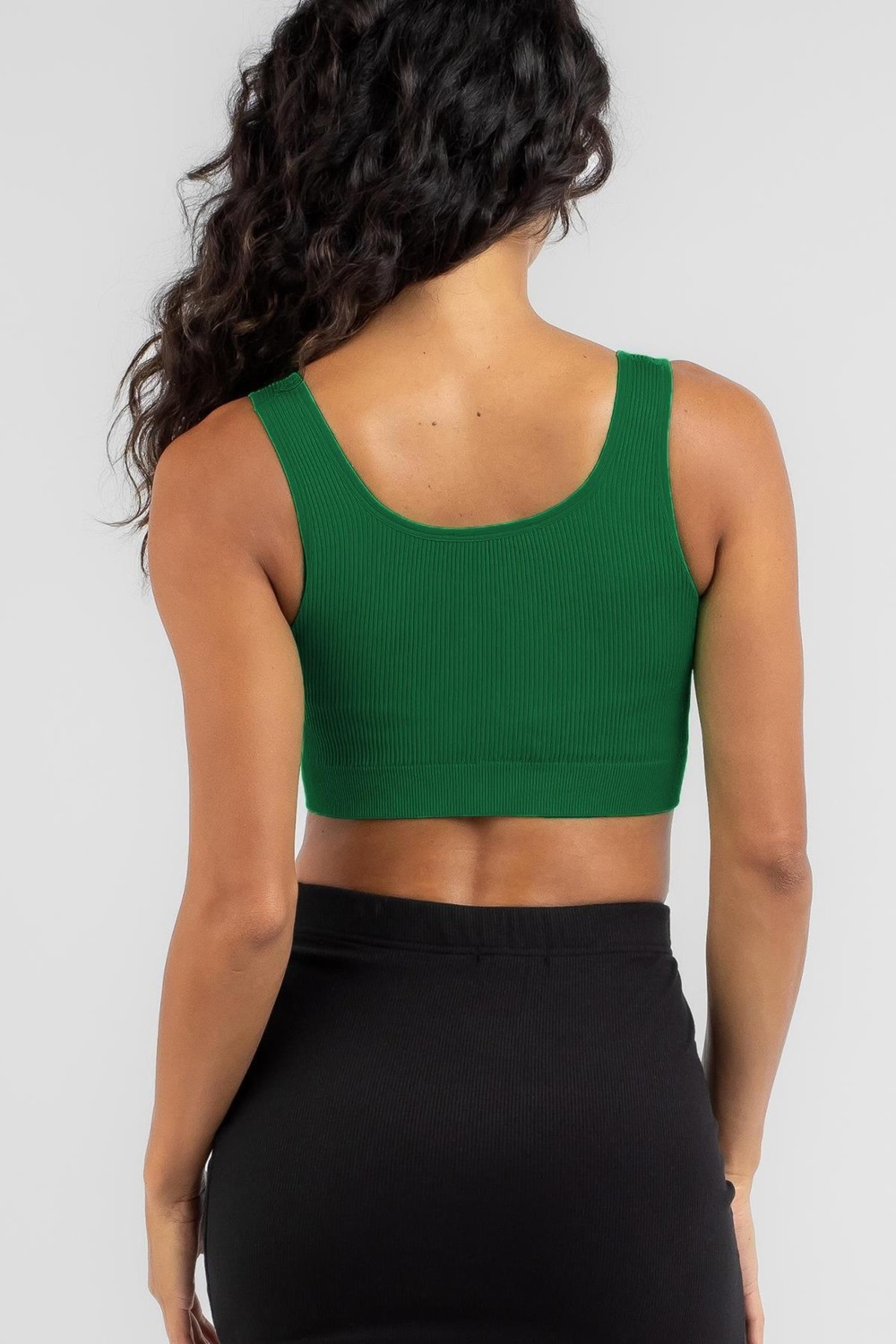 Madmext Yeşil Askılı Basic Crop Top Bluz MG1757 görsel 6