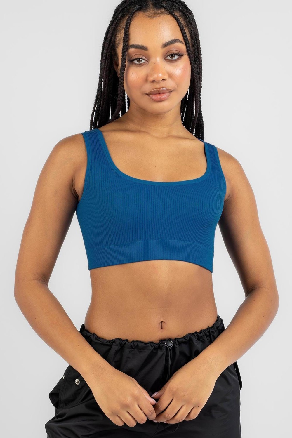 Madmext Yeşil Askılı Basic Crop Top Bluz MG1757