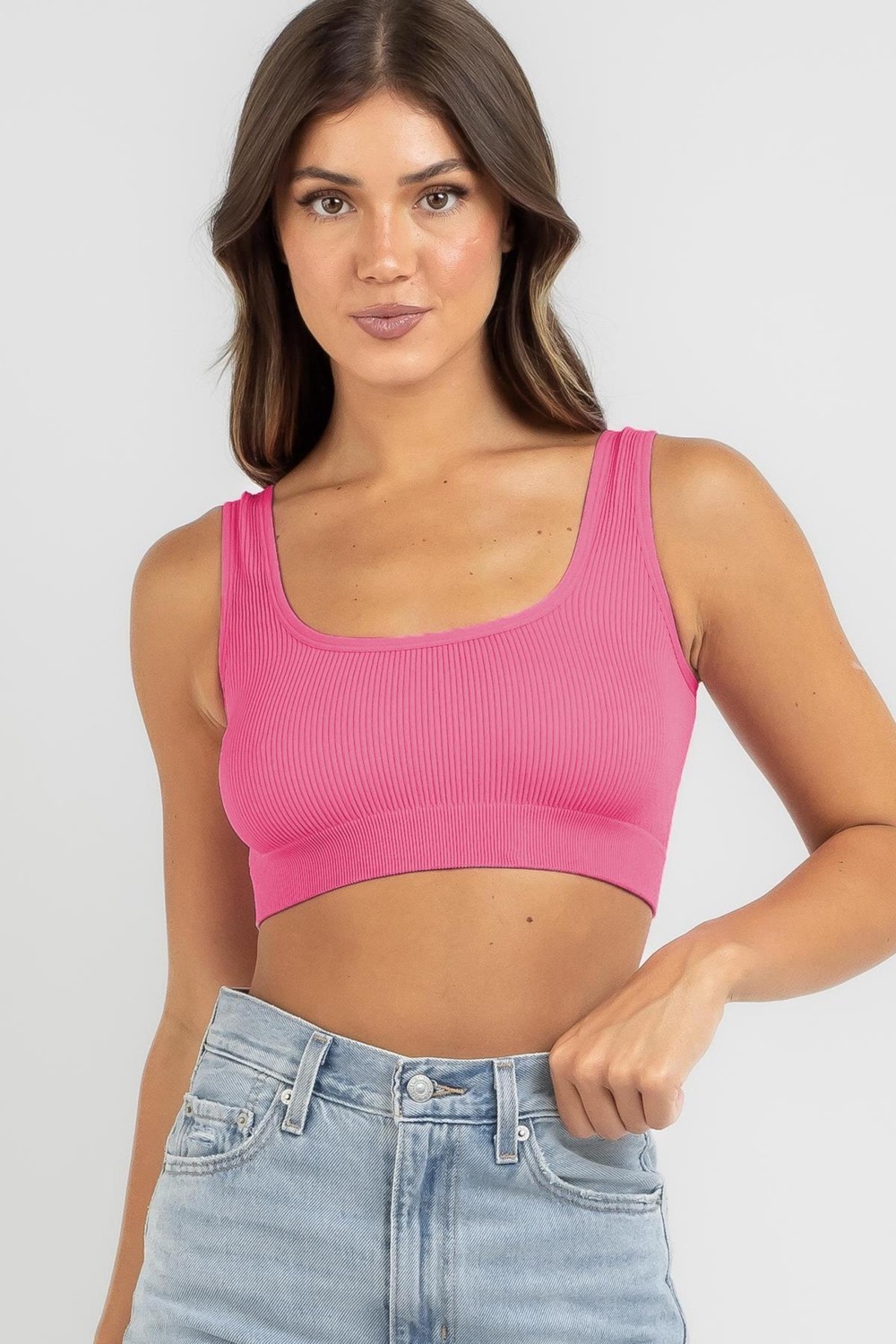 Madmext Yeşil Askılı Basic Crop Top Bluz MG1757