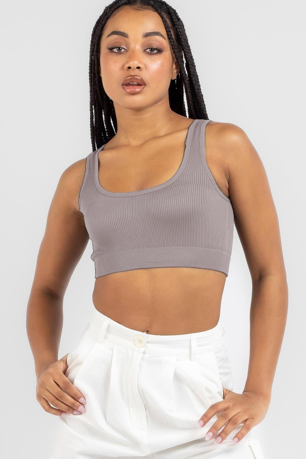 Madmext Yeşil Askılı Basic Crop Top Bluz MG1757