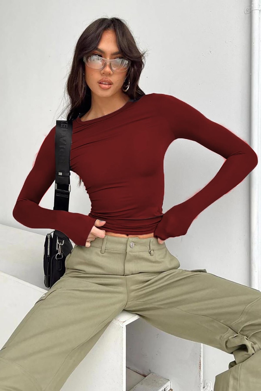 Madmext Kadın Bordo Uzun Kollu Body Bisiklet Yaka M Kalıp %95 Polyester Günlük Stil