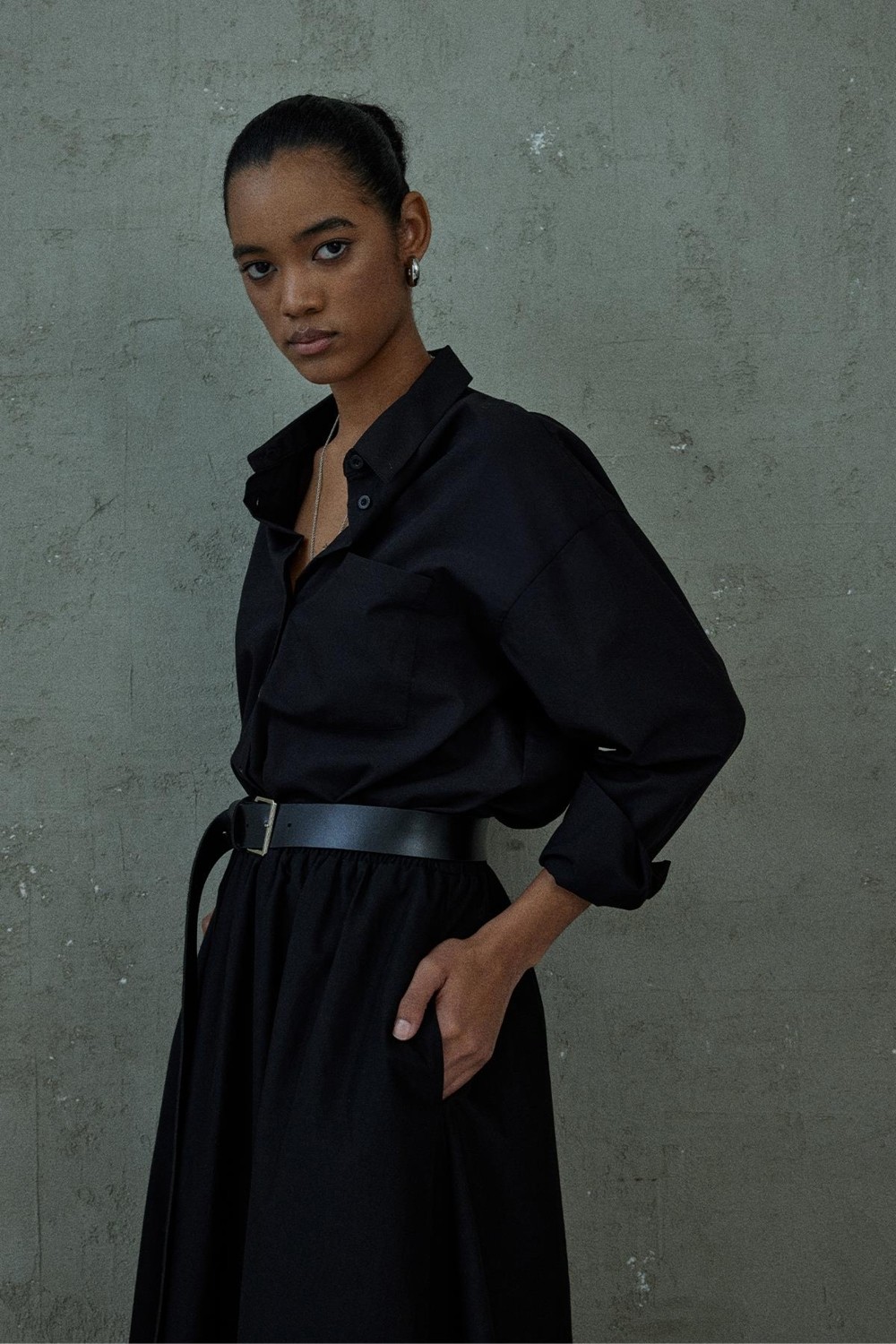 Suud Collection Ekru Day Poplin Kloş Etek görsel 2