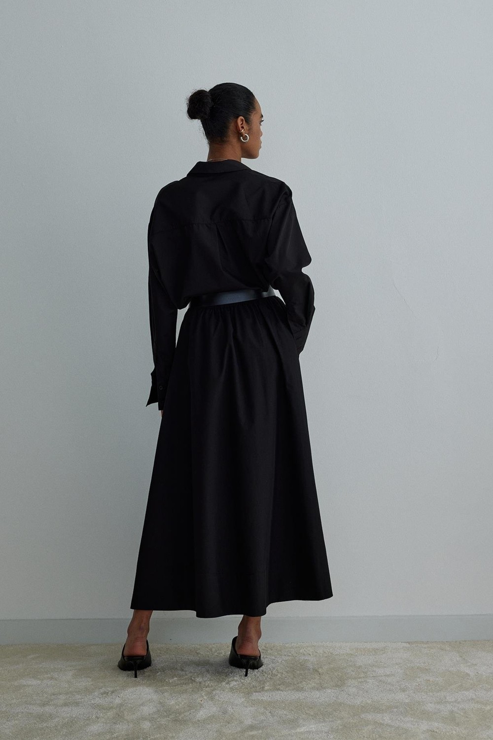 Suud Collection Ekru Day Poplin Kloş Etek görsel 3