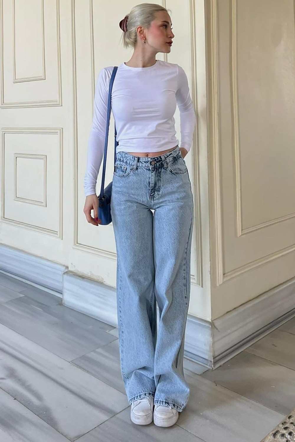 Madmext Siyah Straight Wide Kadın Jean MG1996