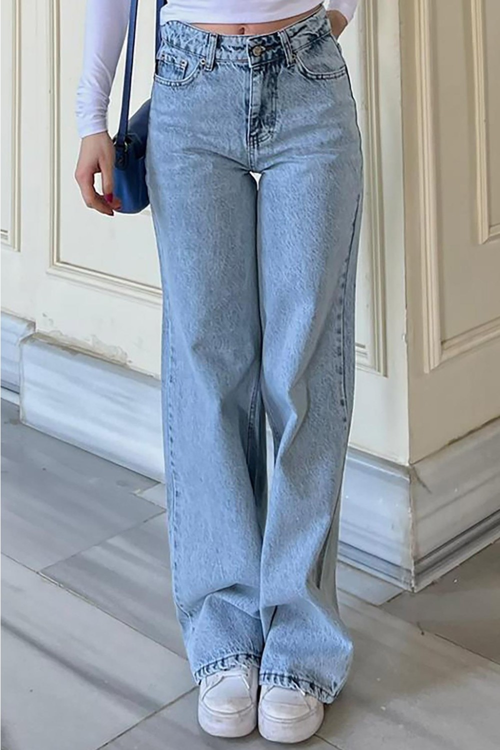 Madmext Siyah Straight Wide Kadın Jean MG1996 görsel 2