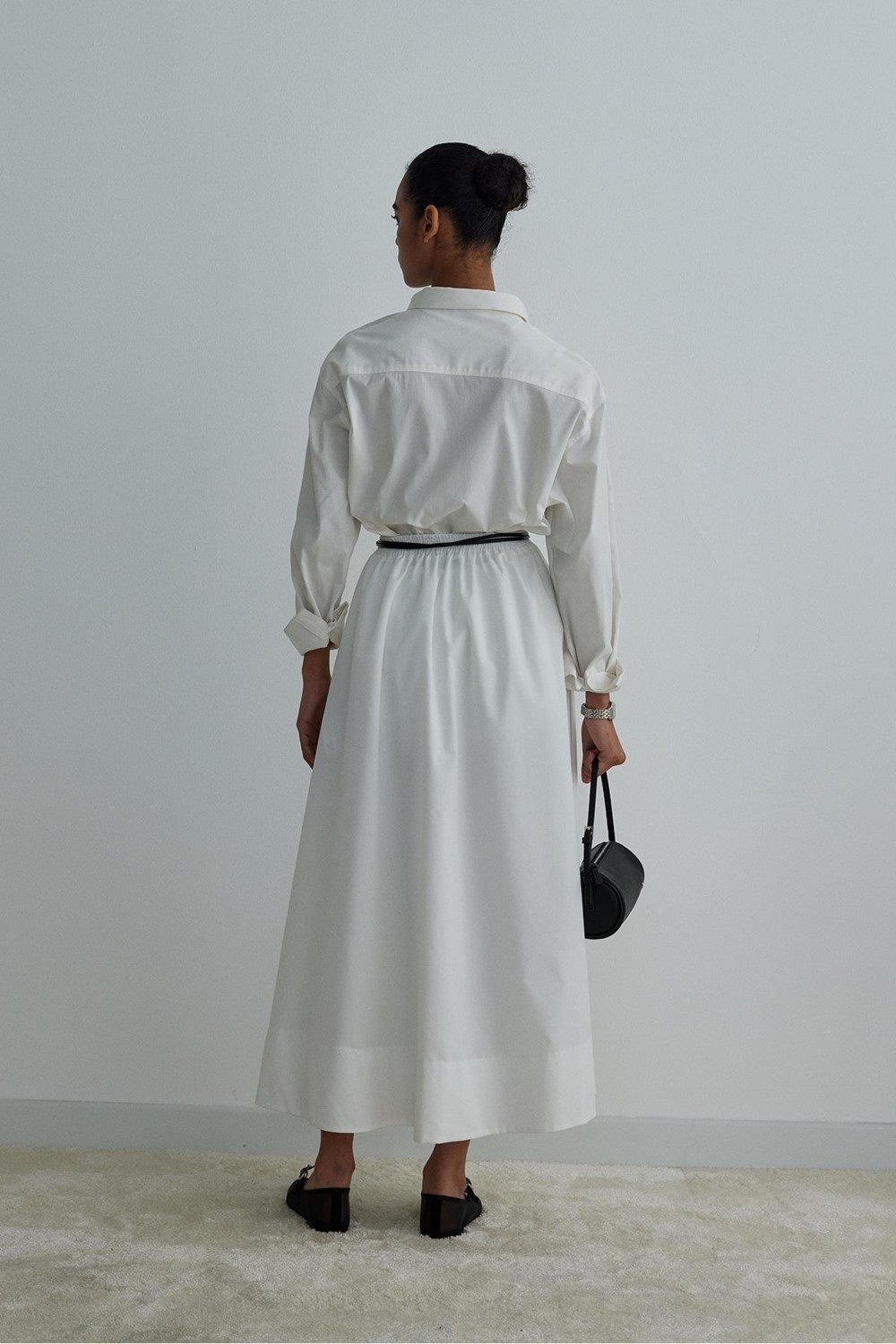 Suud Collection Ekru Day Poplin Kloş Etek görsel 6