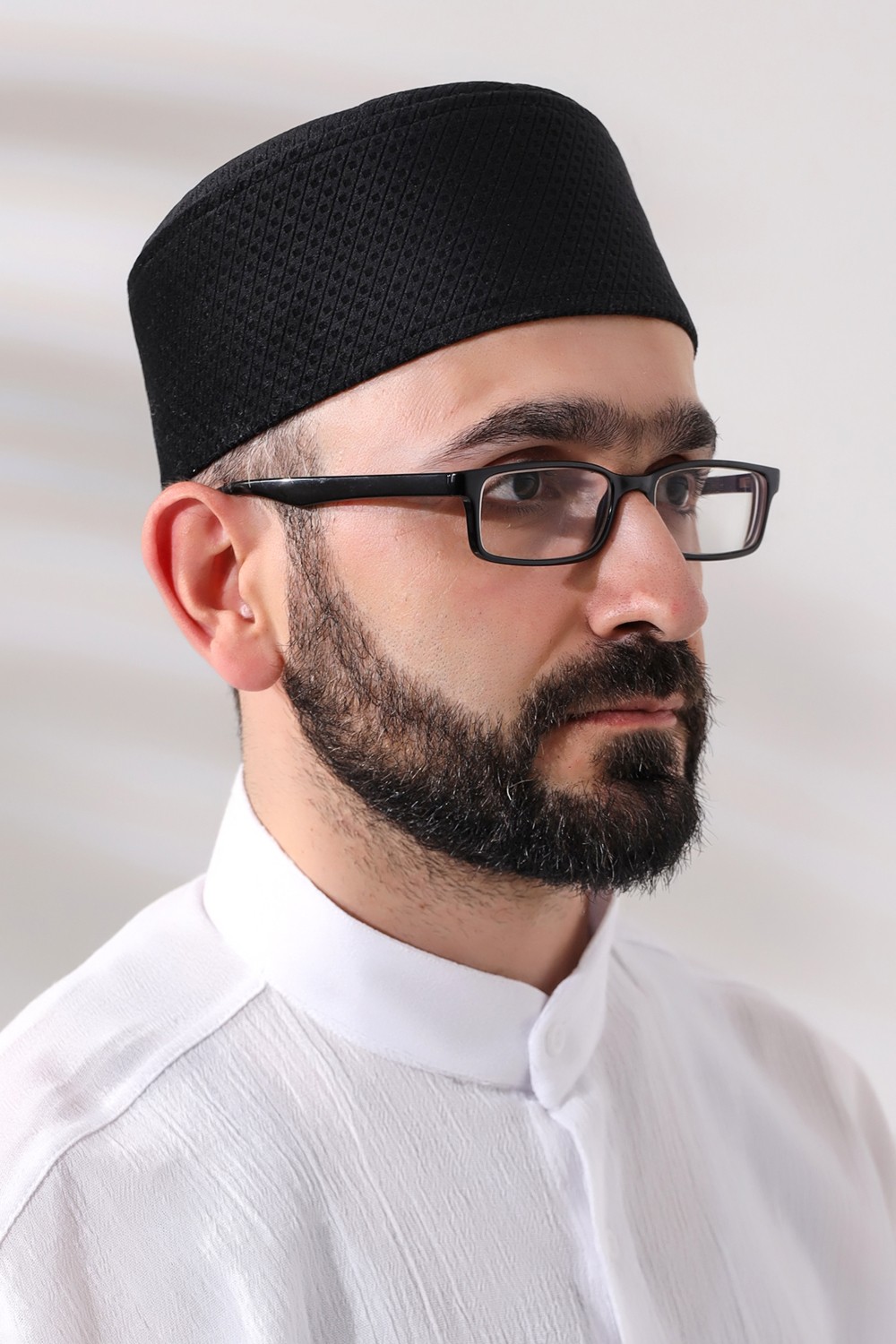 İhvan Yeşil Petek Kareli Kadife Kalıp Namaz Takkesi Erkekler İçin Şık Sezonluk Tasarım görsel 2