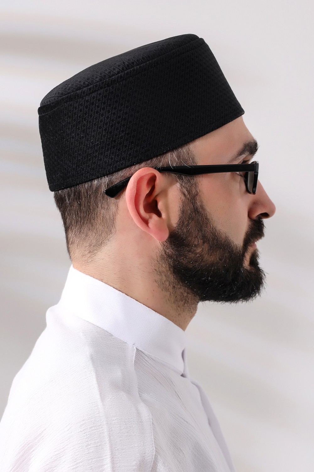 İhvan Yeşil Petek Kareli Kadife Kalıp Namaz Takkesi Erkekler İçin Şık Sezonluk Tasarım görsel 4