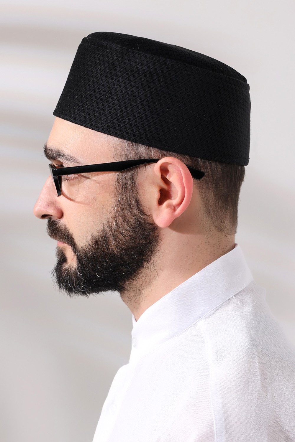 İhvan Yeşil Petek Kareli Kadife Kalıp Namaz Takkesi Erkekler İçin Şık Sezonluk Tasarım görsel 5