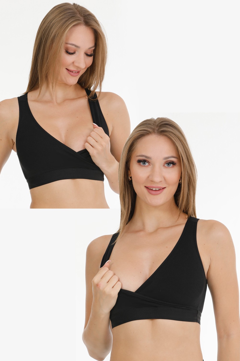 Parlingerie Emzirme Sporcu Büstiyeri 2li Set Siyah-Siyah görsel 4