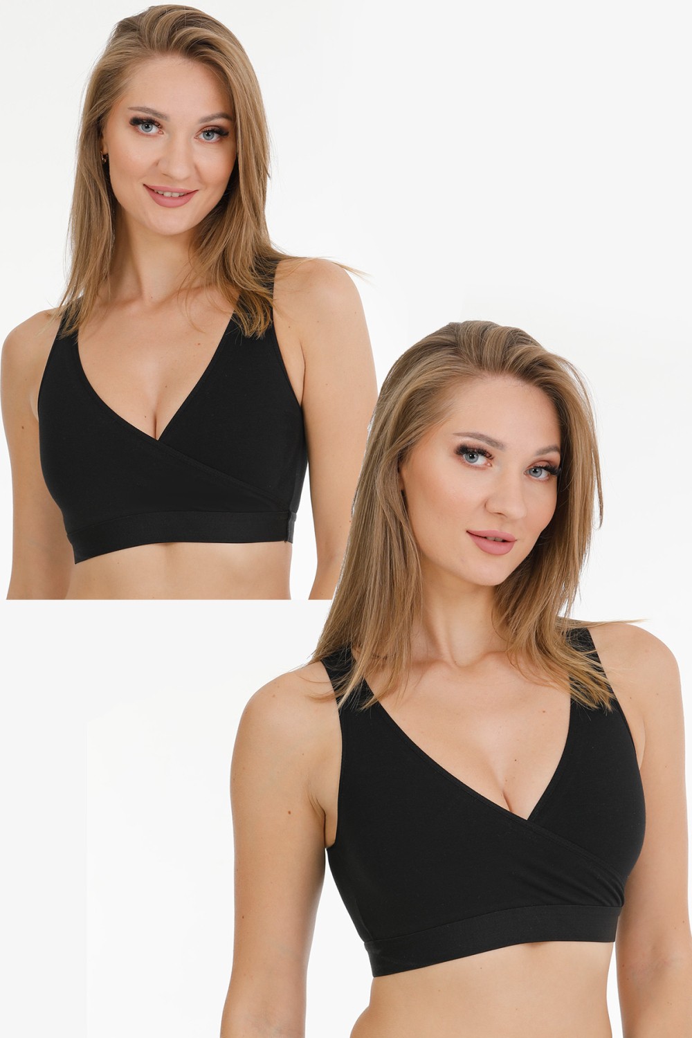 Parlingerie Emzirme Sporcu Büstiyeri 2li Set Siyah-Siyah görsel 5