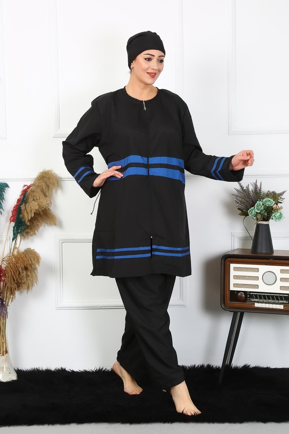 Akbeniz Büyük Beden Tesettür Mayo 7XL-8XL-9XL-10XL Siyah 55011 görsel 2